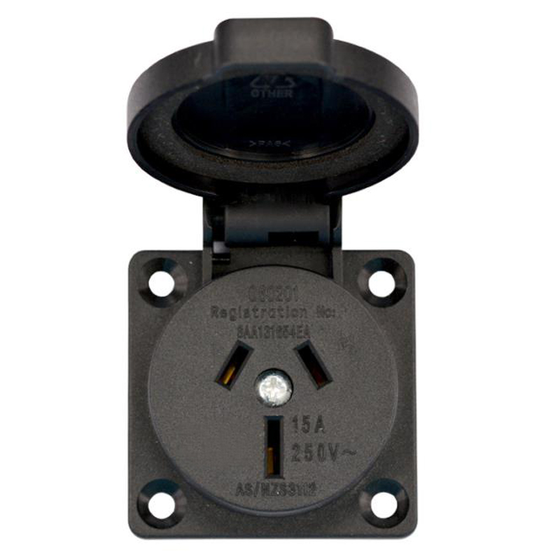 Outdoor Power Receptacle - 2 adet siyah 10A 15A avustralya