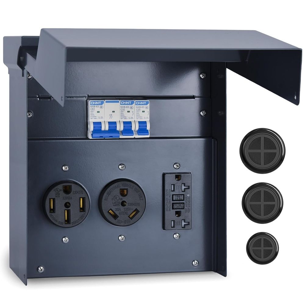 Outdoor Power Receptacle - Kesiciye Sahip RV Elektrik Panosu, Geçici