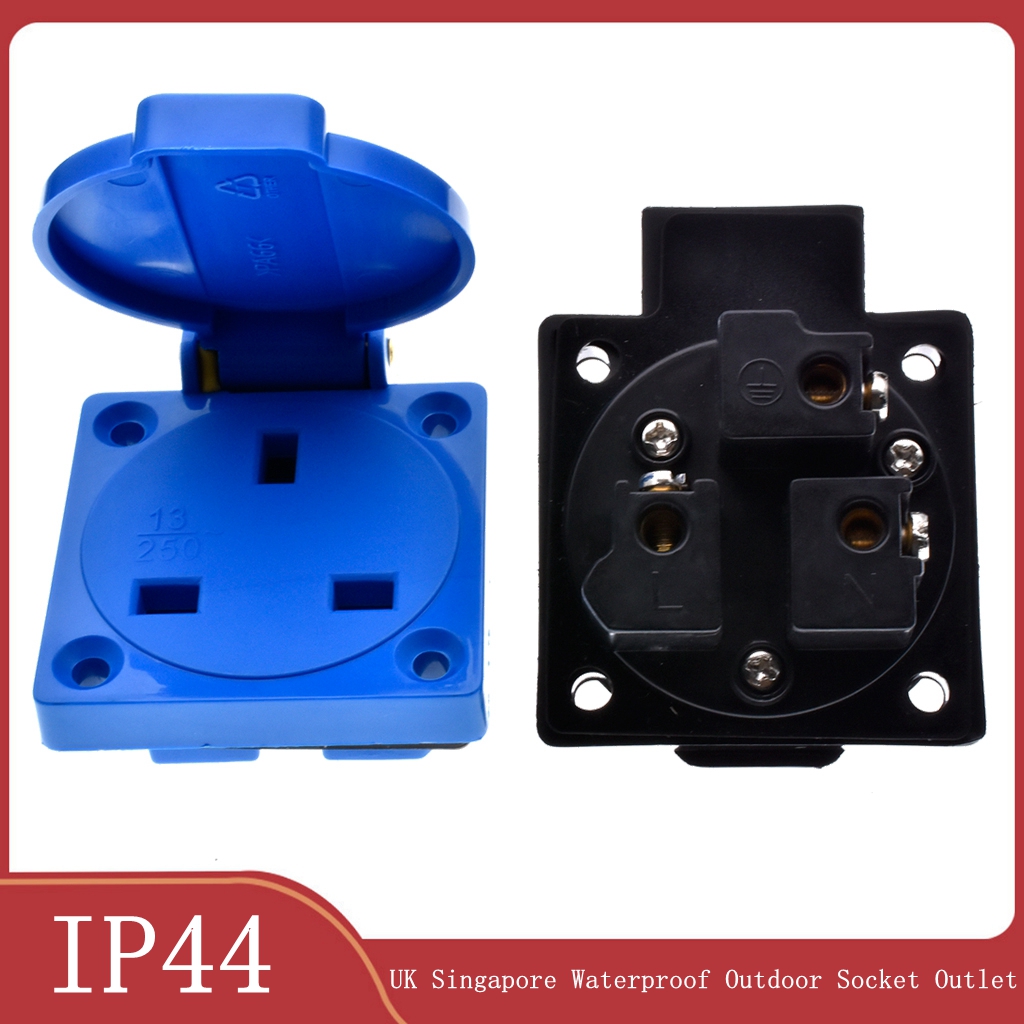 Outdoor Power Receptacle - 1 adet İngiltere Siyah Mavi 13A
