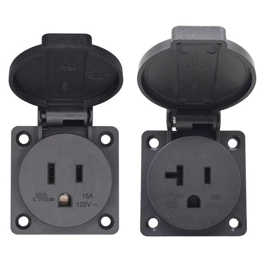 Outdoor Power Receptacle - Siyah 125 V 15A 20A IP44