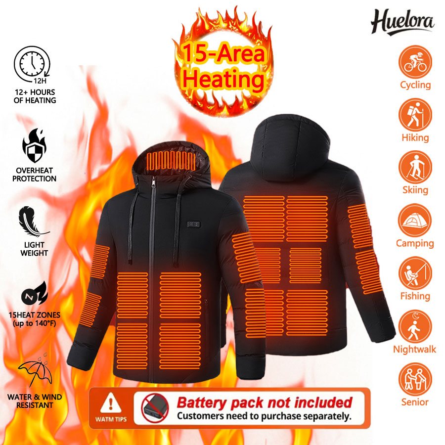 Outdoor Powerbank - Huelora 11 Alan Isıtmalı Ceket Erkekler