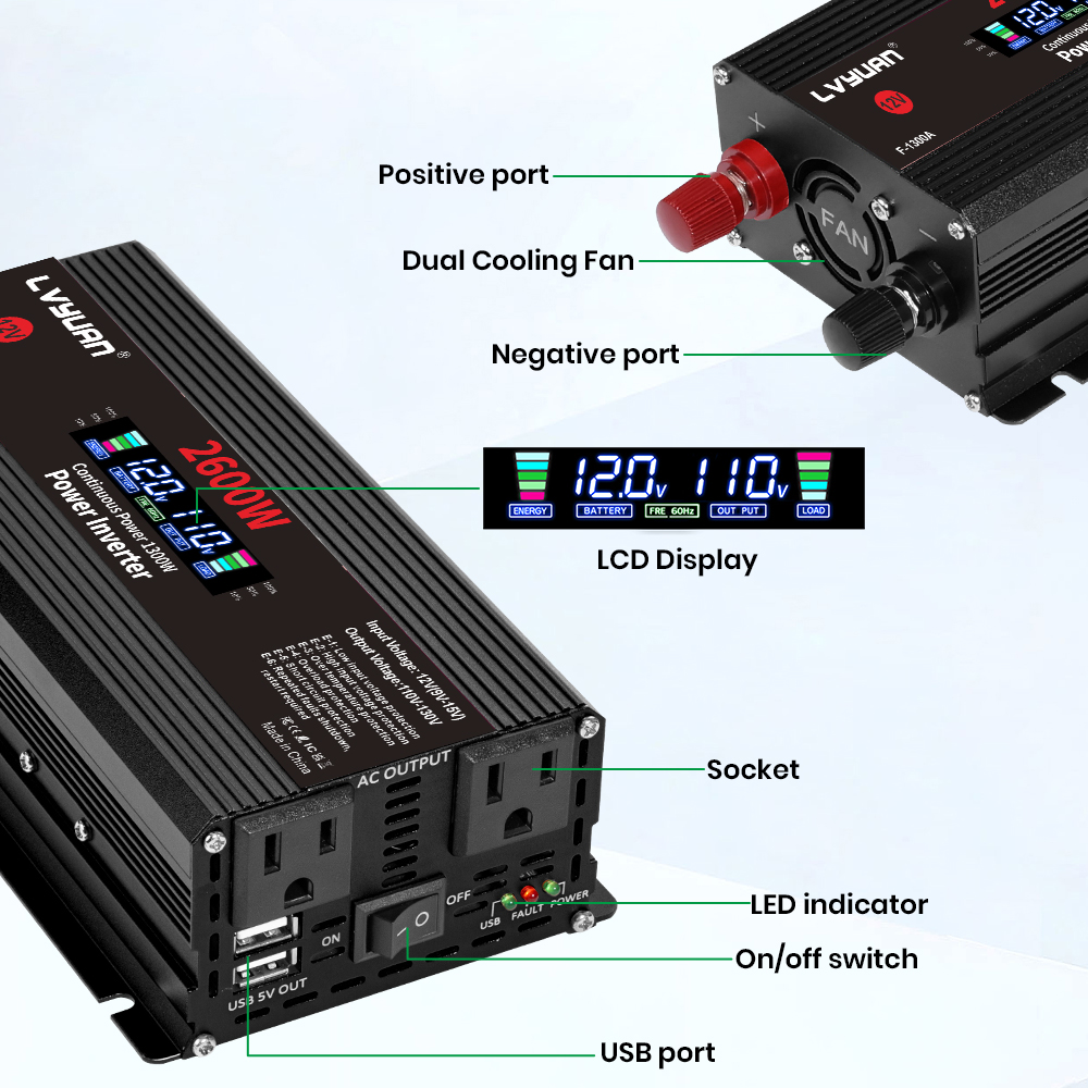 1500W 2000W 2600W Güç İnvertör - Outdoor Power Inverter incelemesi ve fiyatı