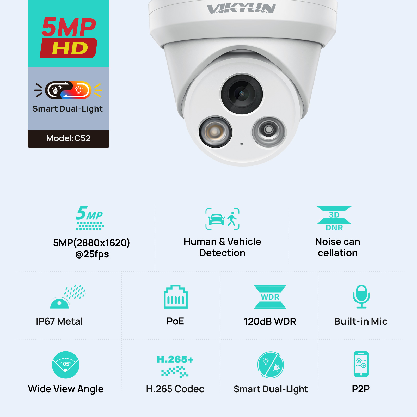 VIKYLIN 5MP Akıllı Çift Işıklı - Outdoor Power G Motion incelemesi ve fiyatı