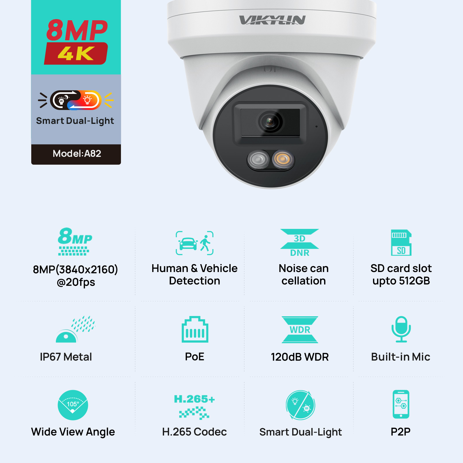 VIKYLIN 8MP IP Güvenlik Kamera - Outdoor Power G Motion incelemesi ve fiyatı