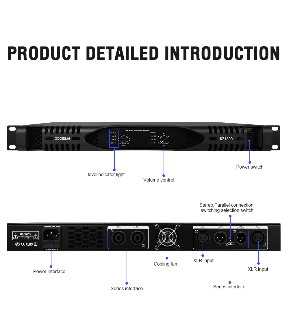 Gooermi DZ1300 1U Sınıf D Güç  - Outdoor Power Amplifier incelemesi ve fiyatı