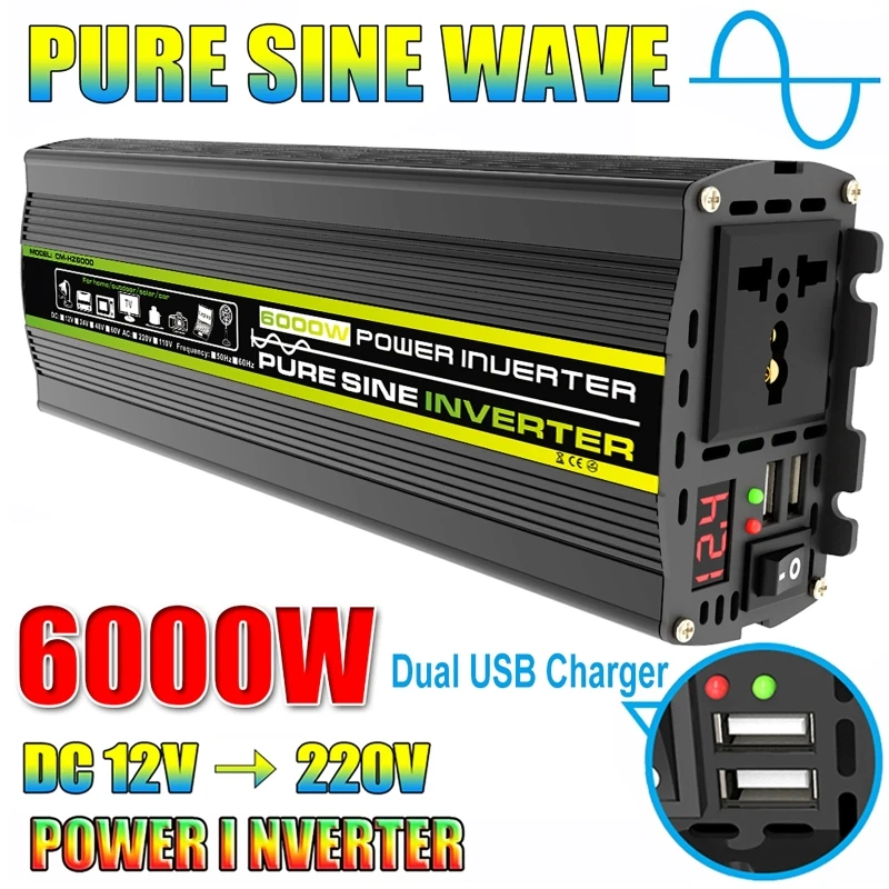 6000W DC12/24V AC 220V saf sin - Outdoor Power Inverter incelemesi ve fiyatı