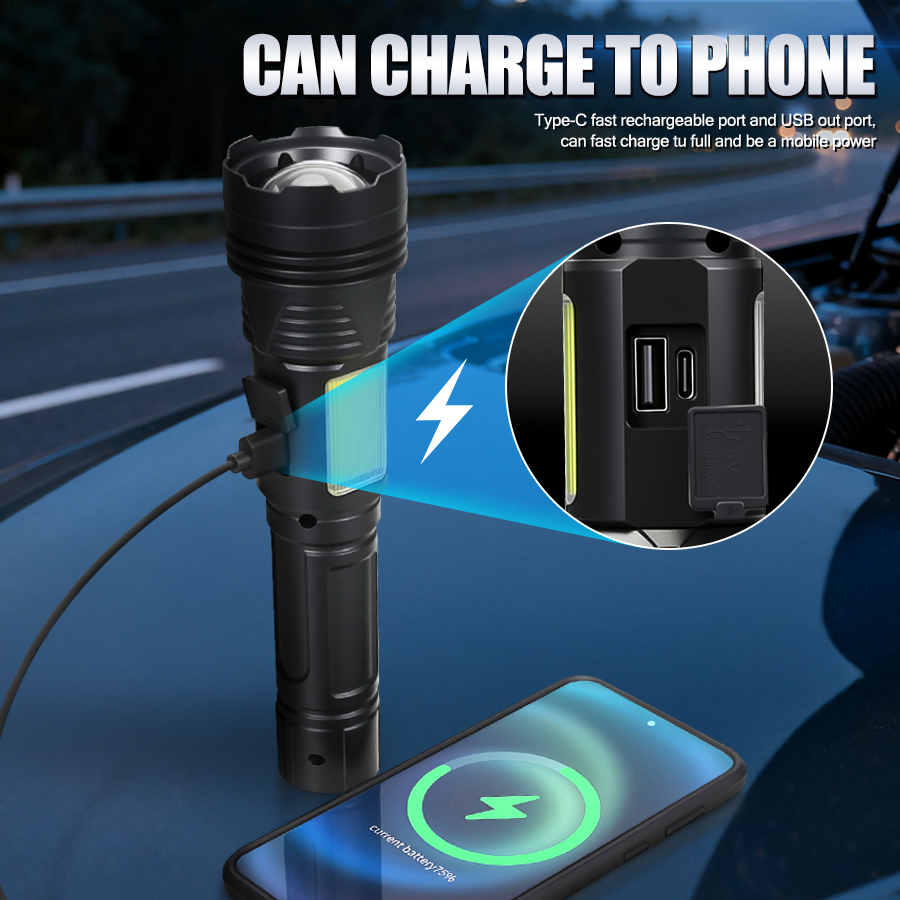 Güçlü LED El Feneri USB Şarj E - Outdoor Powerbank incelemesi ve fiyatı