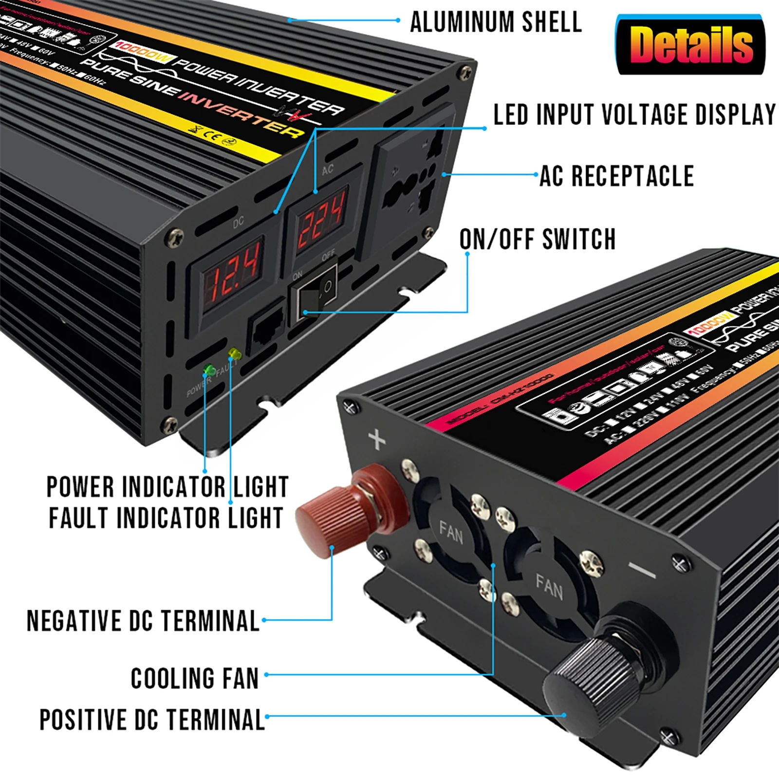 10000/12000W saf sinüs dalga i - Outdoor Power Inverter incelemesi ve fiyatı